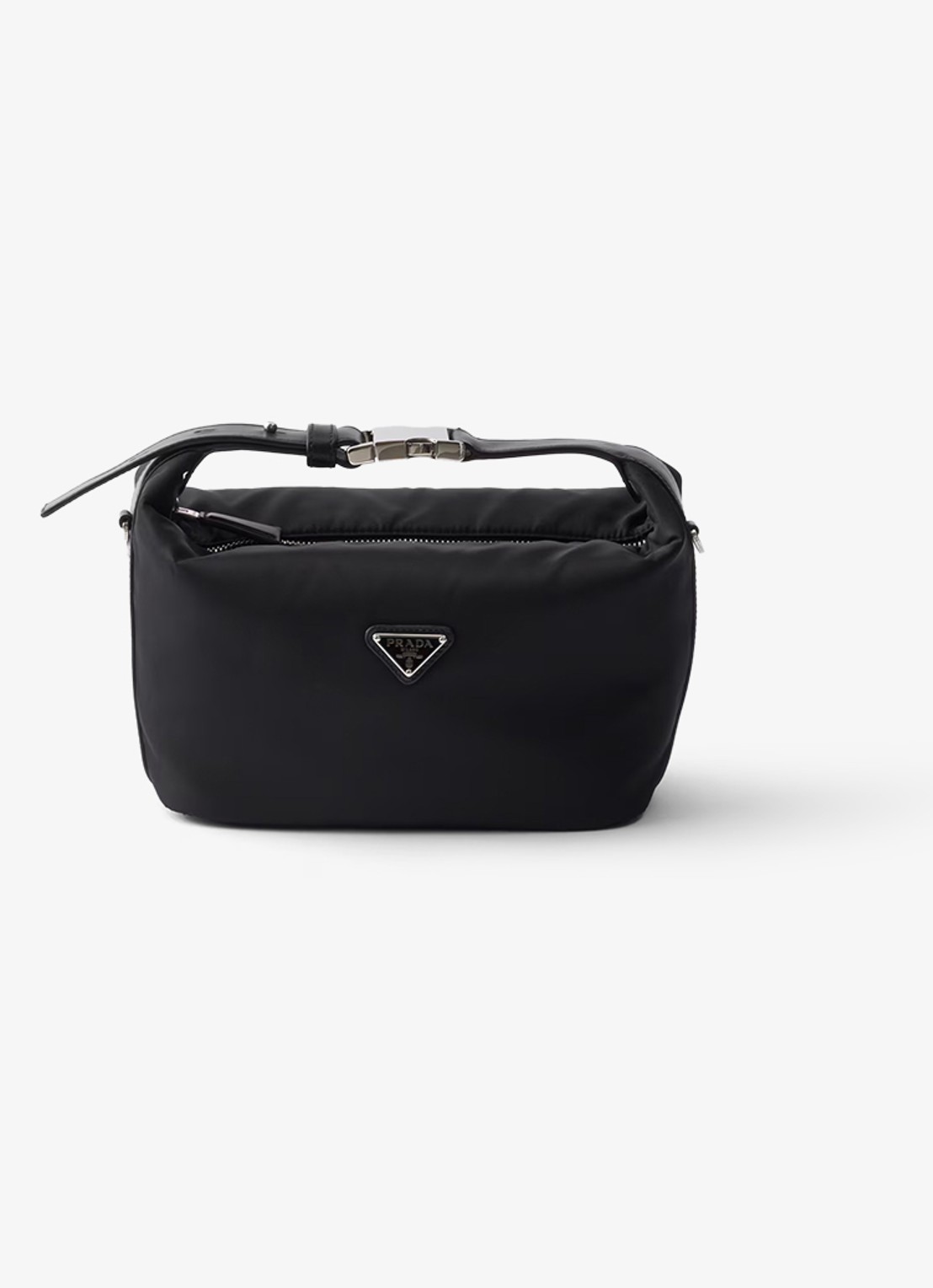 Prada Chérie Re-Nylon Mini handtas met leren details - voorkant 6 diepzwart