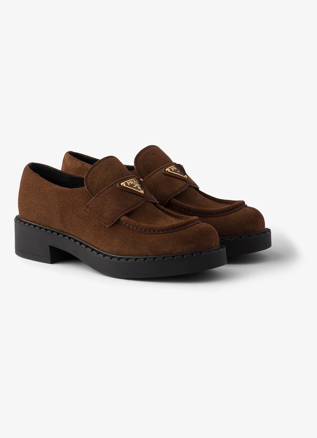 Prada Chocolate loafer van kalfssuède - detail 4 bruin