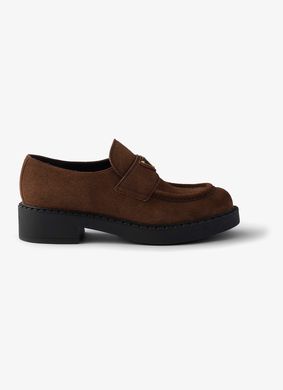 Prada Chocolate loafer van kalfssuède - voorkant 2 bruin