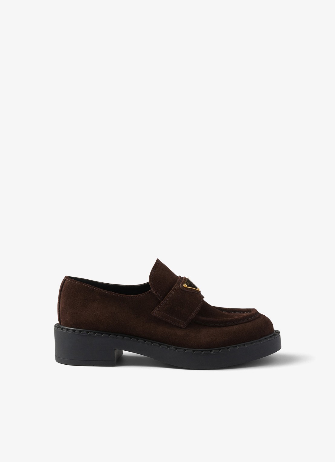 Prada Chocolate loafer van kalfssuède - voorkant 5 donkerbruin