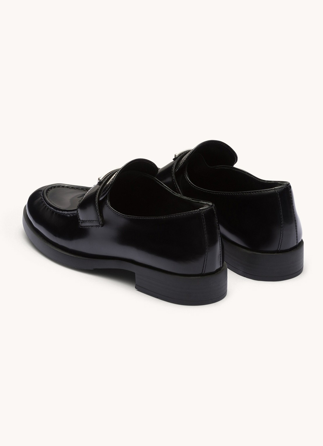 Prada Chocolate loafer van leer met logo  - detail zwart
