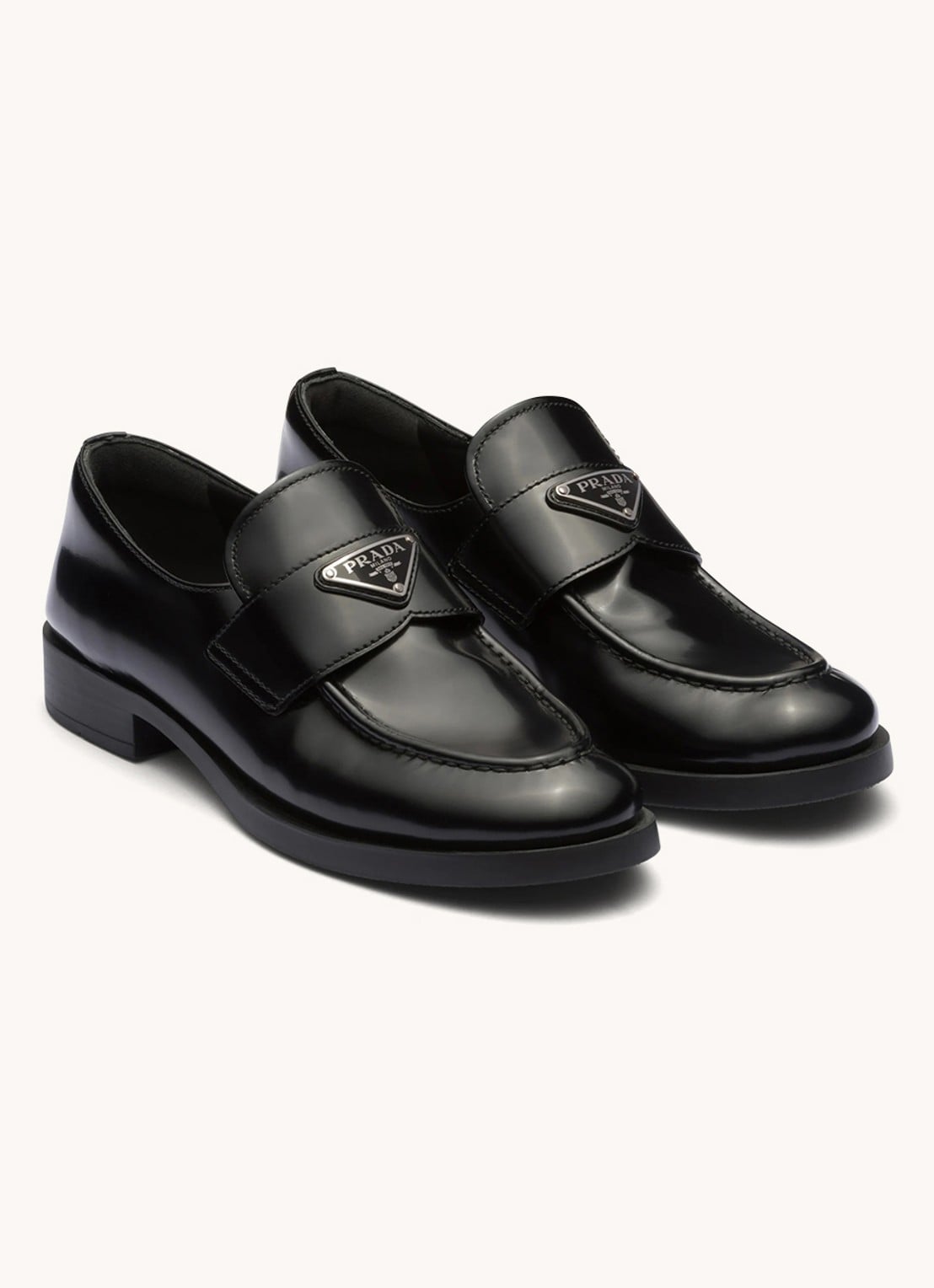 Prada Chocolate loafer van leer met logo  - voorkant 8 zwart