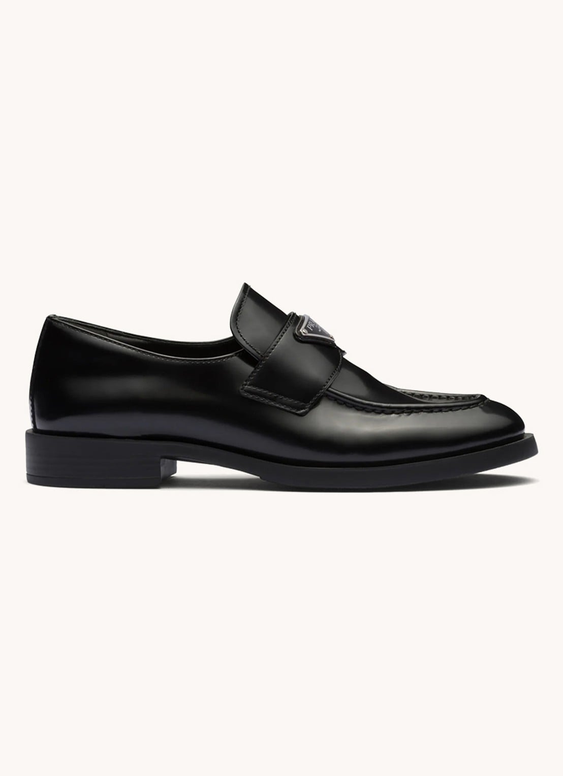 Prada Chocolate loafer van leer met logo  - voorkant 9 zwart