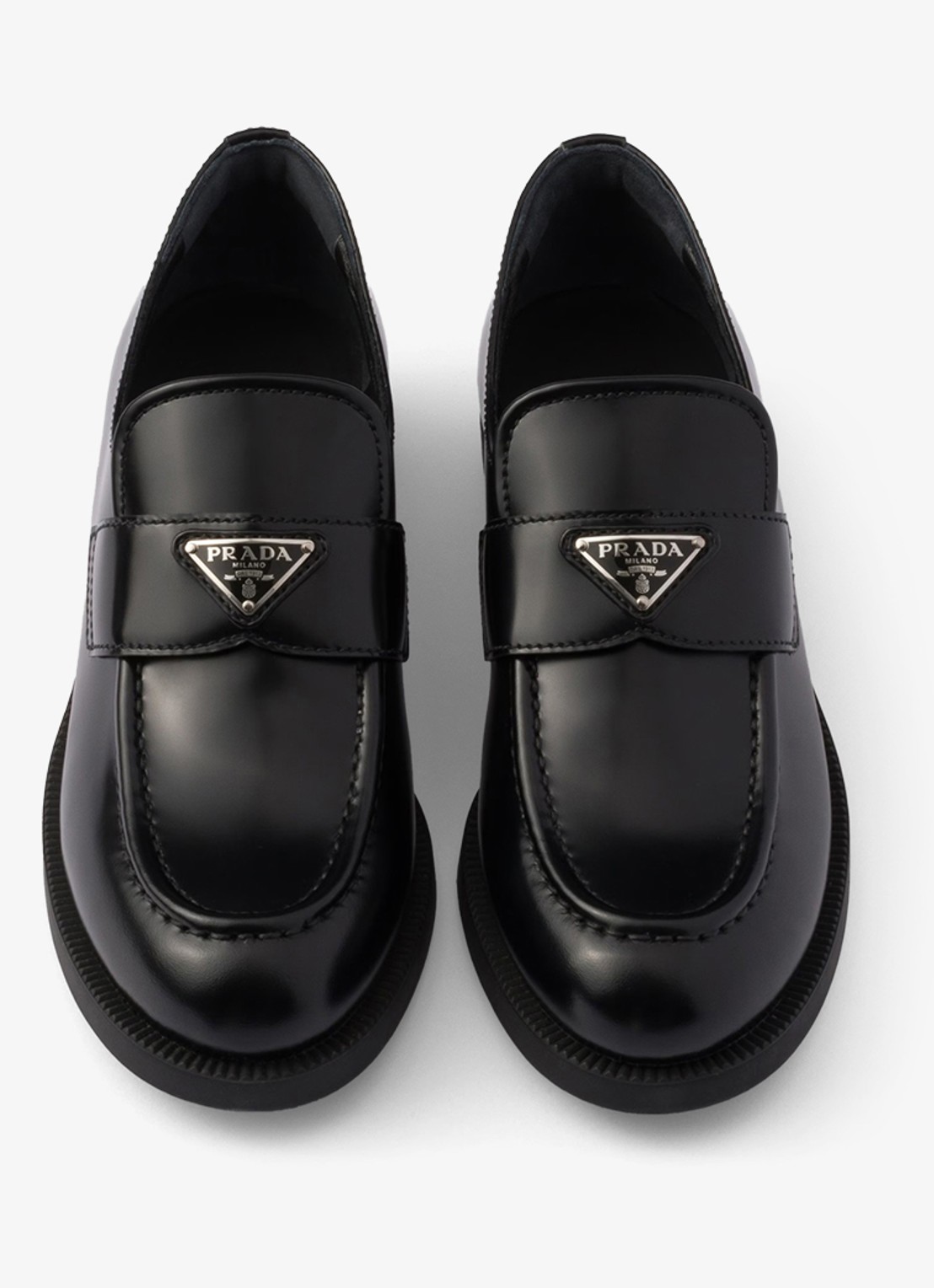 Prada Chocolate loafer van leer met logo  - detail 3 zwart