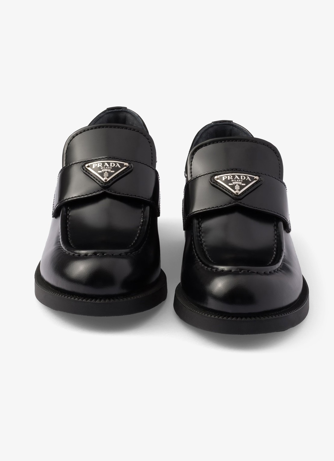 Prada Chocolate loafer van leer met logo  - detail 5 zwart