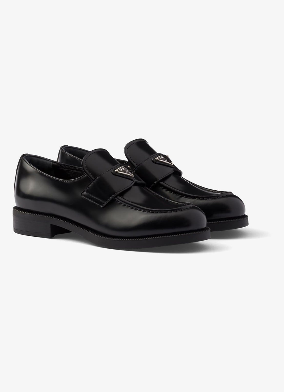 Prada Chocolate loafer van leer met logo  - voorkant 10 zwart