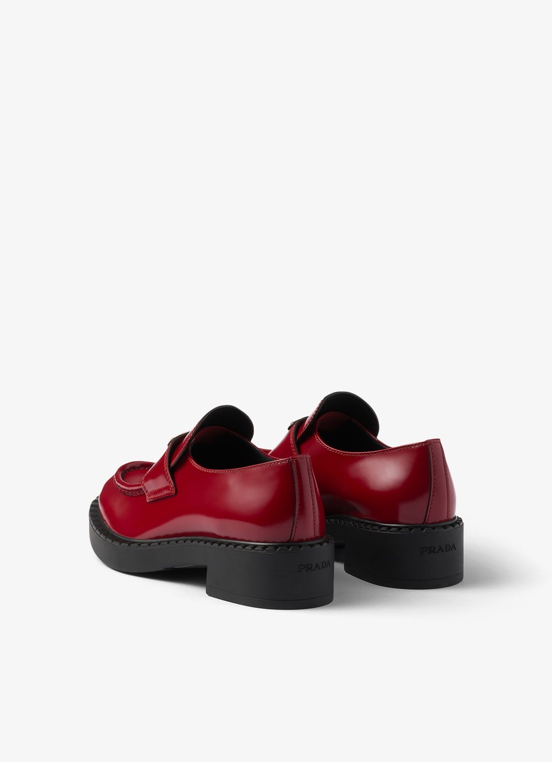 Prada Chocolate loafer van leer met logo  - achterkant 7 rood