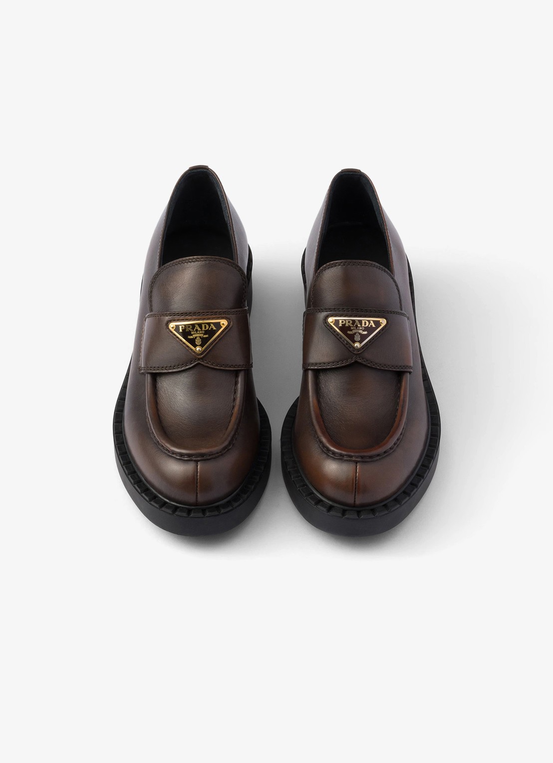 Prada Chocolate loafer van leer - detail 4 donkerbruin