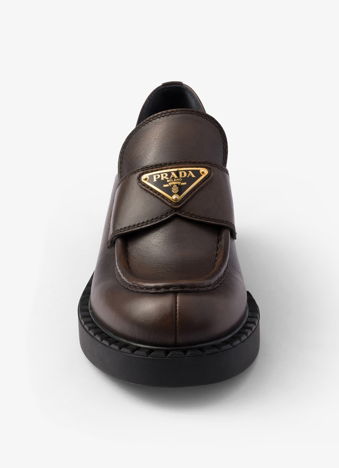 Prada Chocolate loafer van leer - detail 6 donkerbruin