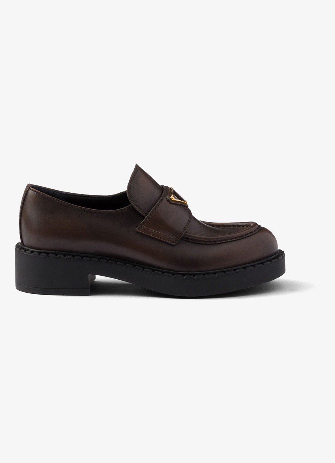 Prada Chocolate loafer van leer - voorkant 2 donkerbruin