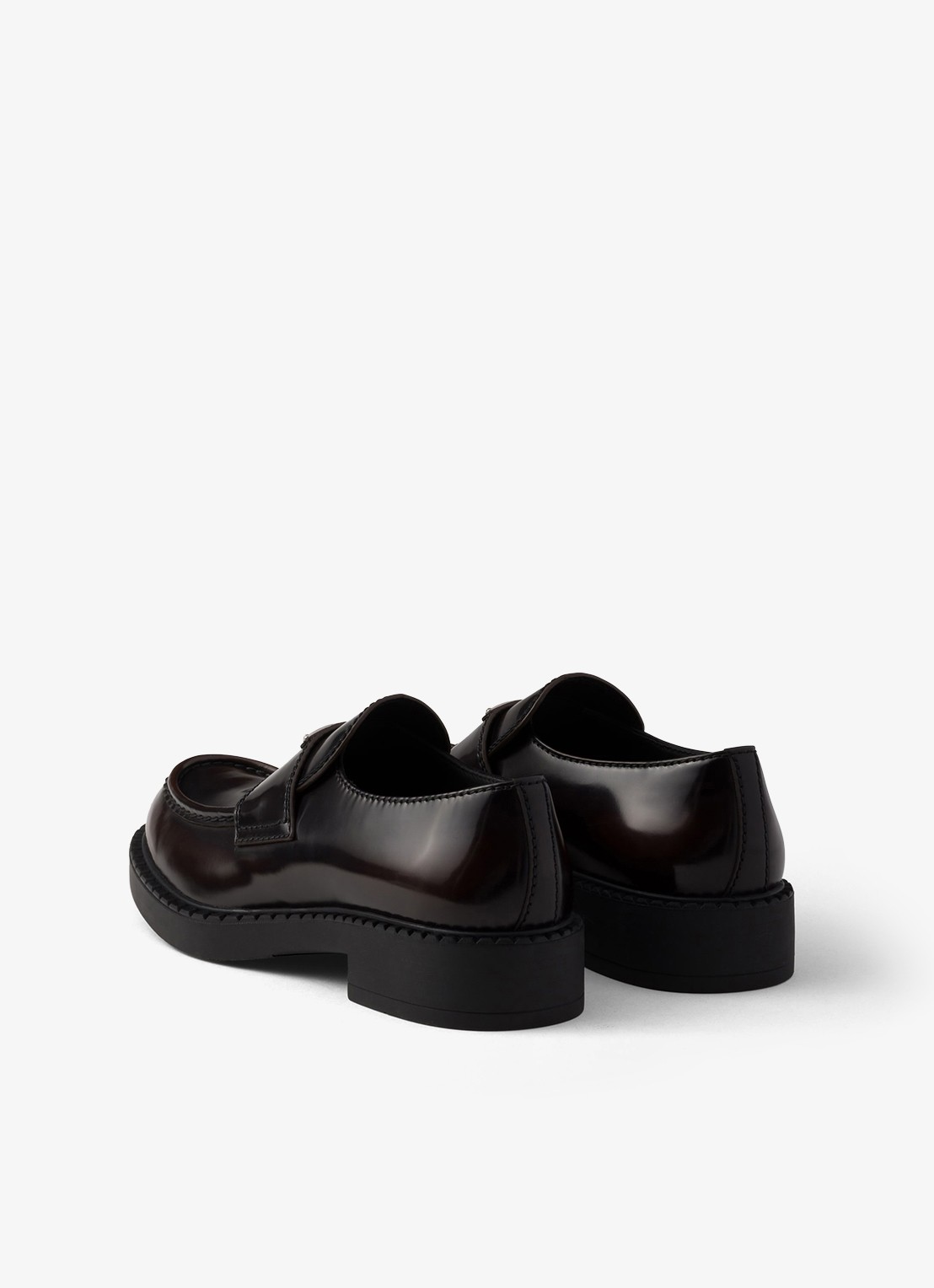 Prada Chocolate loafer van leer - achterkant 3 donkerbruin
