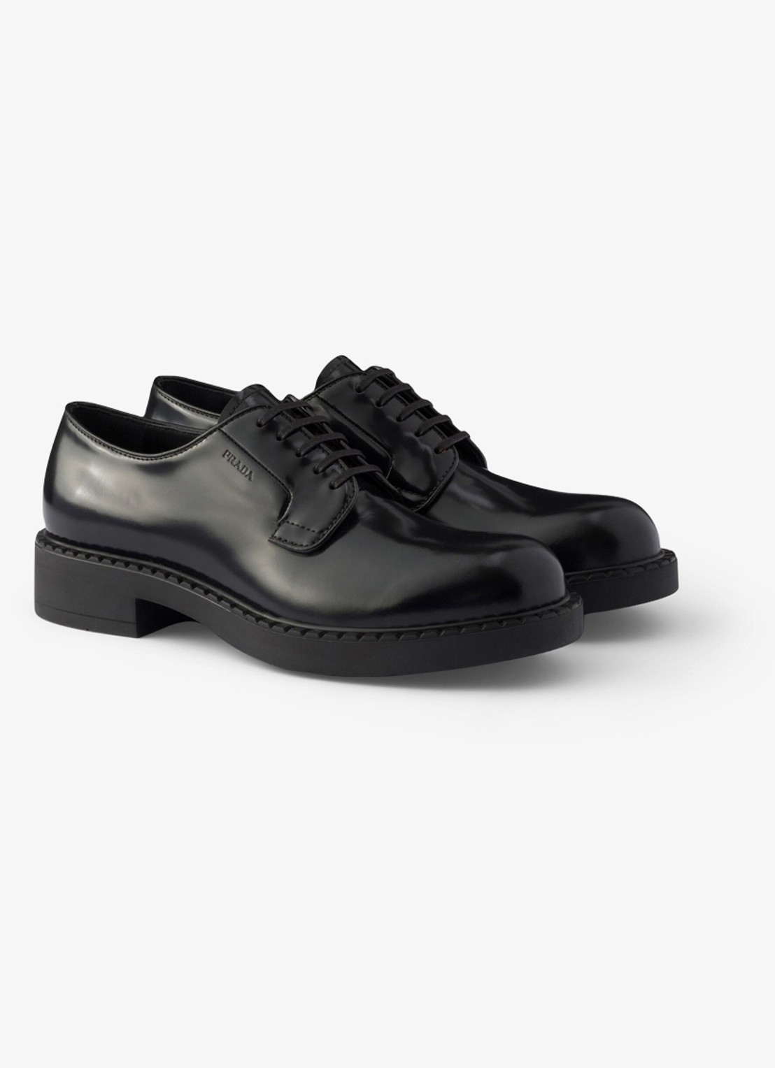 Prada Chocolate veterschoen van kalfsleer - voorkant 5 zwart