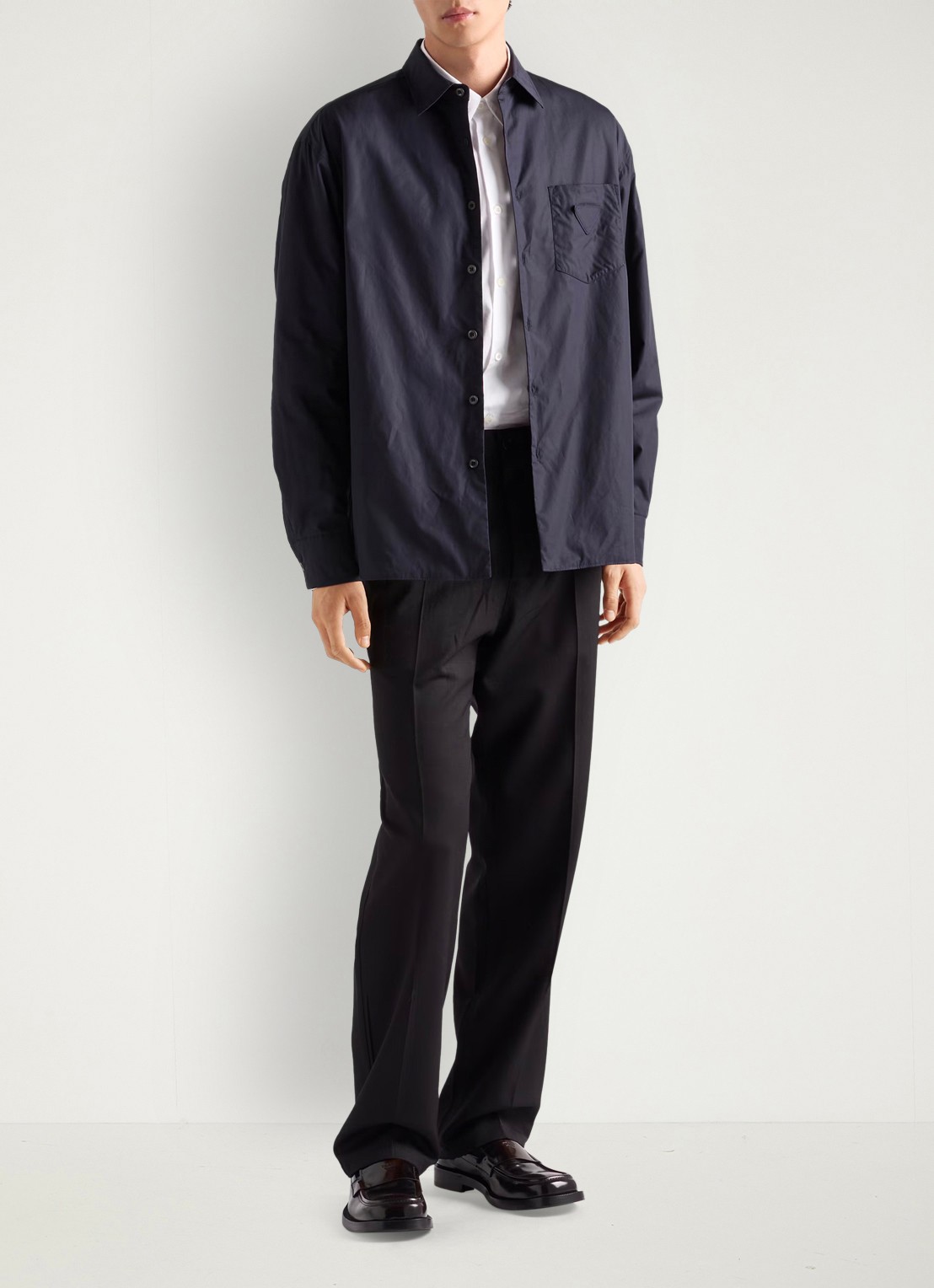 Prada Classic fit overhemd met borstzak en logo - voorkant 3 wit