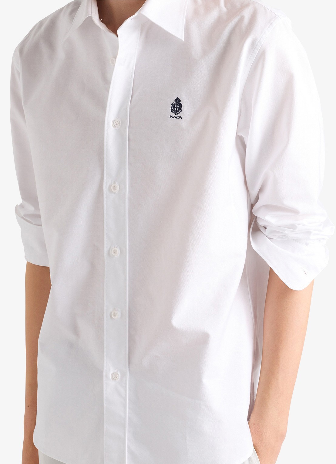 Prada Classic fit overhemd met logoborduring - detail 3 wit
