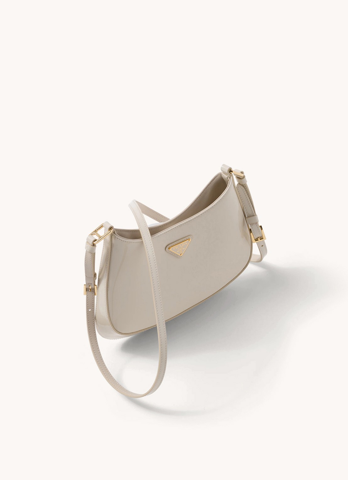 Prada Cleo schoudertas van lakleer - achterkant 5 creme