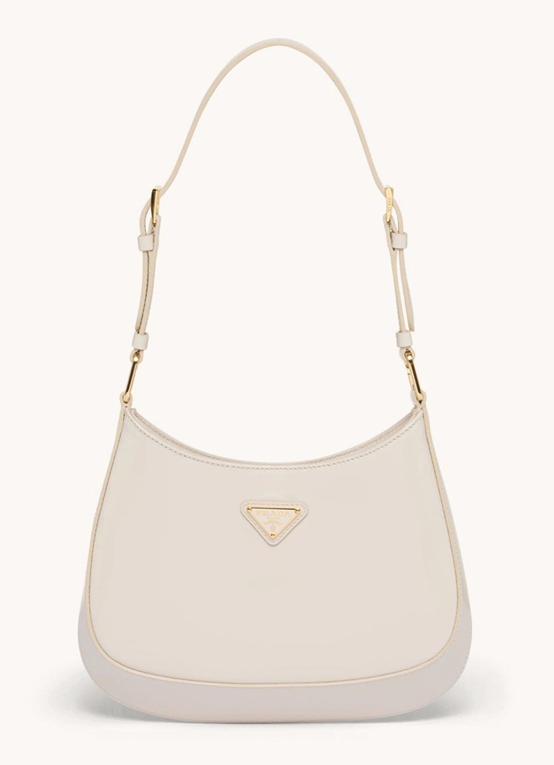Prada Cleo schoudertas van lakleer - voorkant 6 creme
