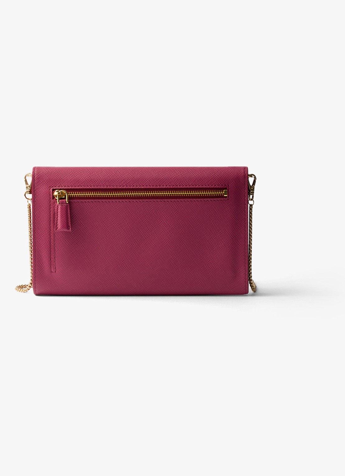 Prada Clutch van kalfsleer met afneembare schouderriem - achterkant 5 cranberryrood