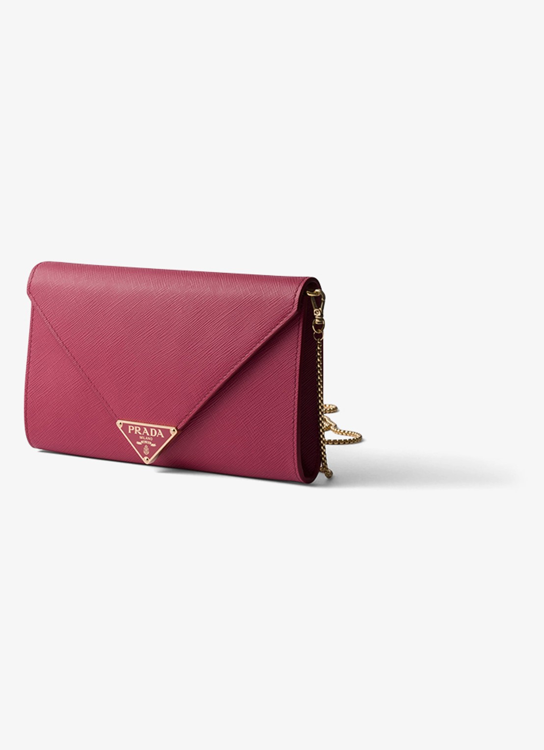 Prada Clutch van kalfsleer met afneembare schouderriem - detail cranberryrood
