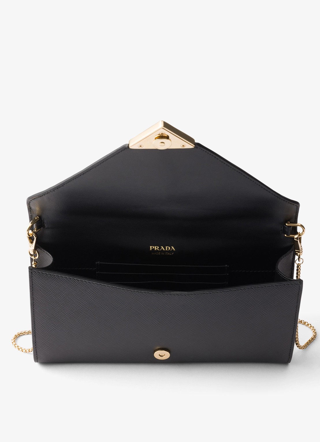 Prada Clutch van kalfsleer met afneembare schouderriem - detail zwart