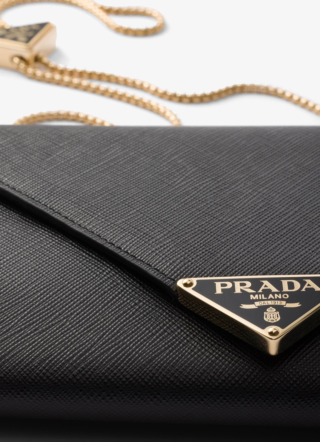 Prada Clutch van kalfsleer met afneembare schouderriem - detail 2 zwart