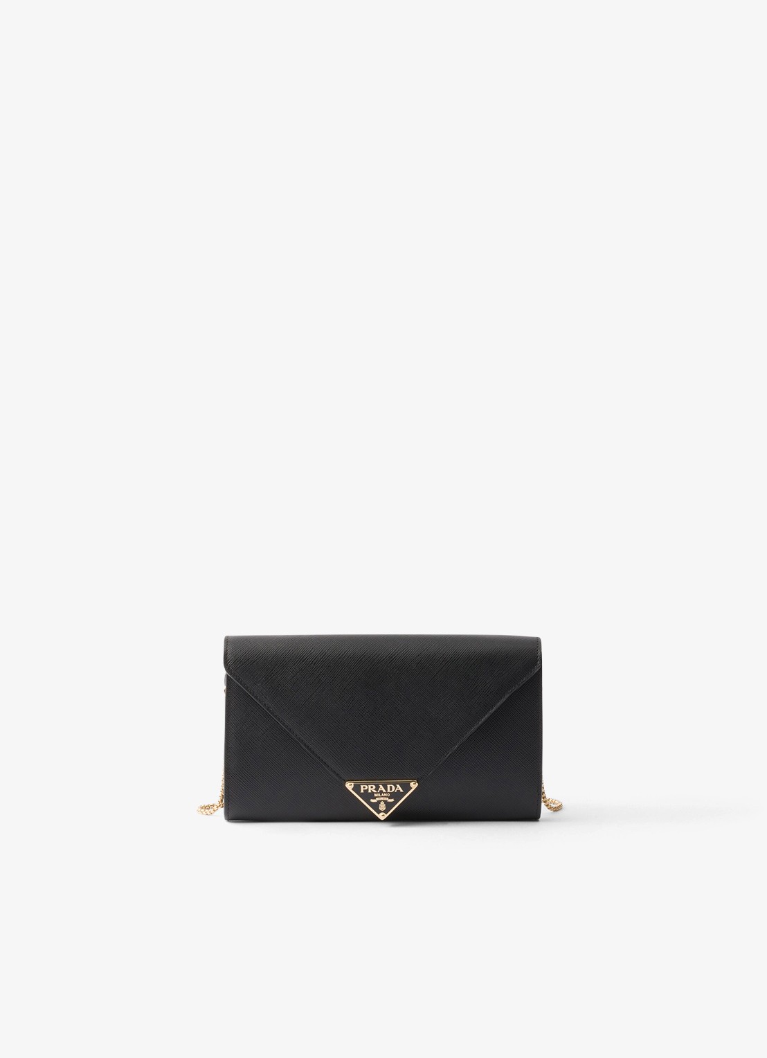 Prada Clutch van kalfsleer met afneembare schouderriem - voorkant 4 zwart