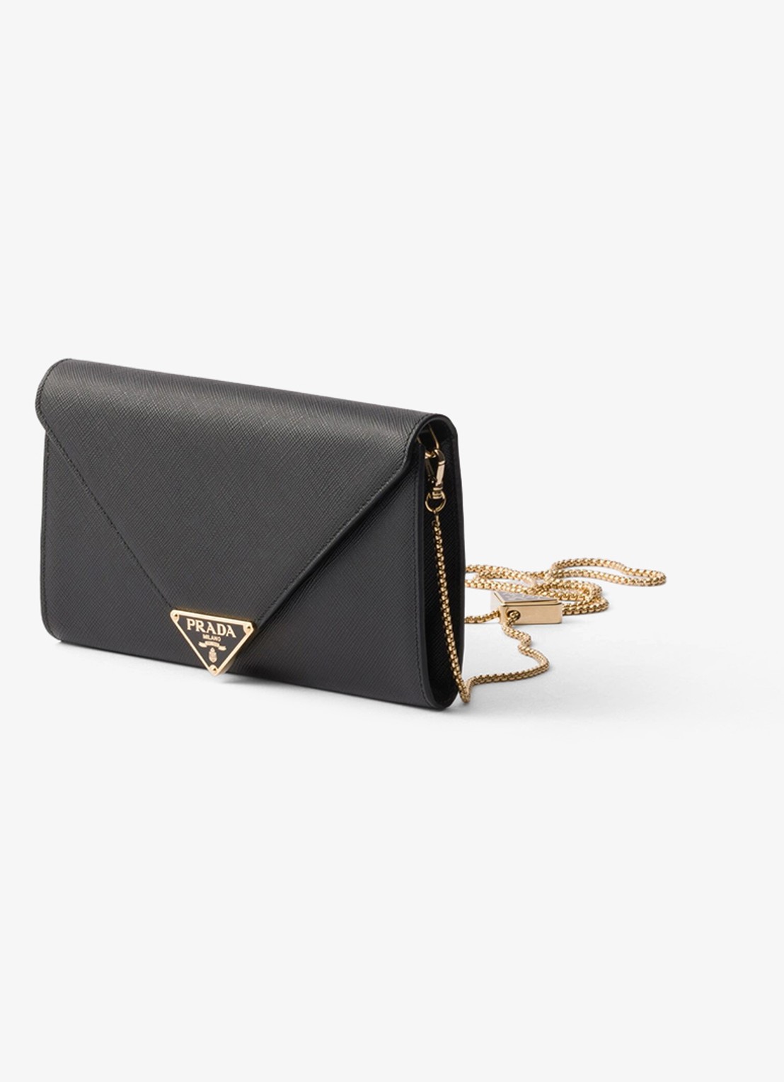 Prada Clutch van kalfsleer met afneembare schouderriem - voorkant 5 zwart