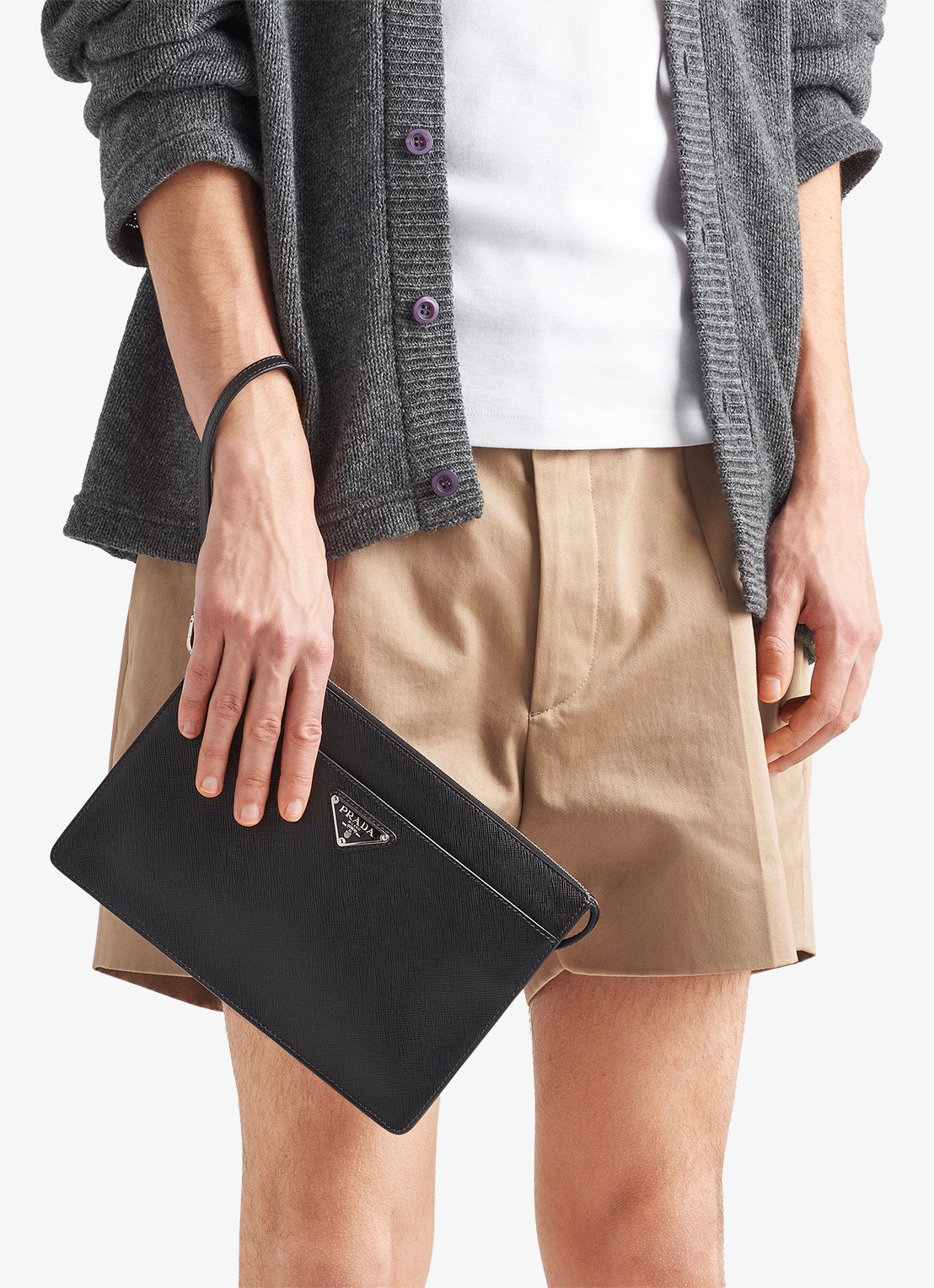 Prada Clutch van kalfsleer - detail 5 zwart