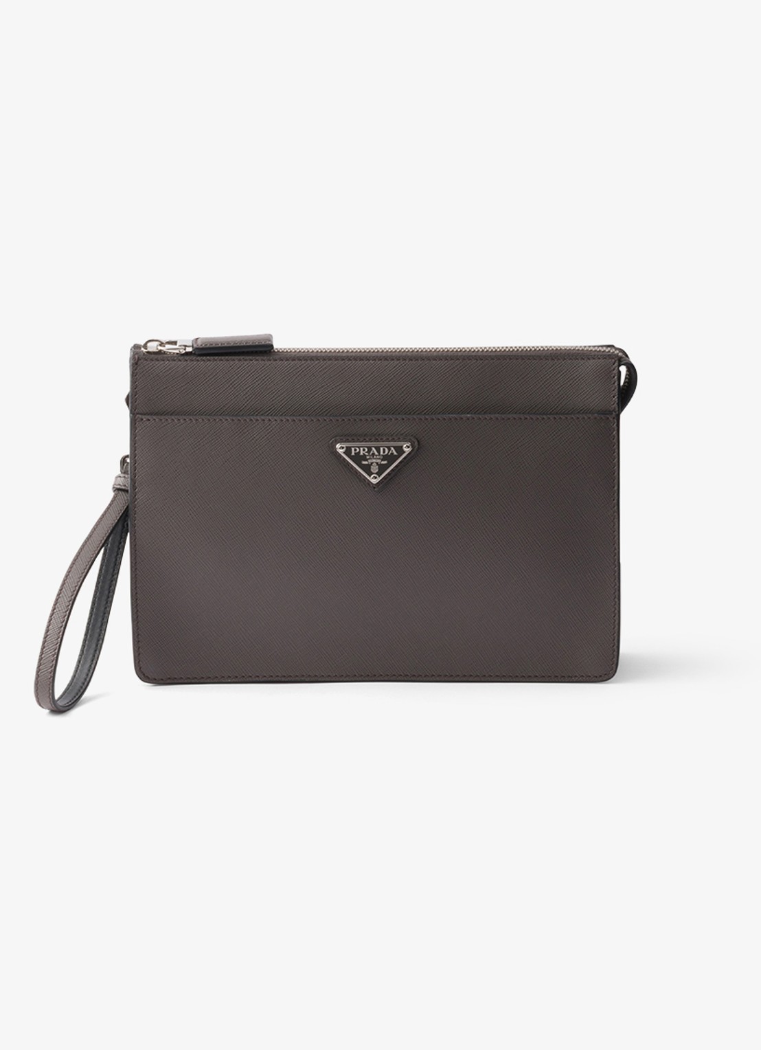 Prada Clutch van kalfsleer - voorkant donkergrijs