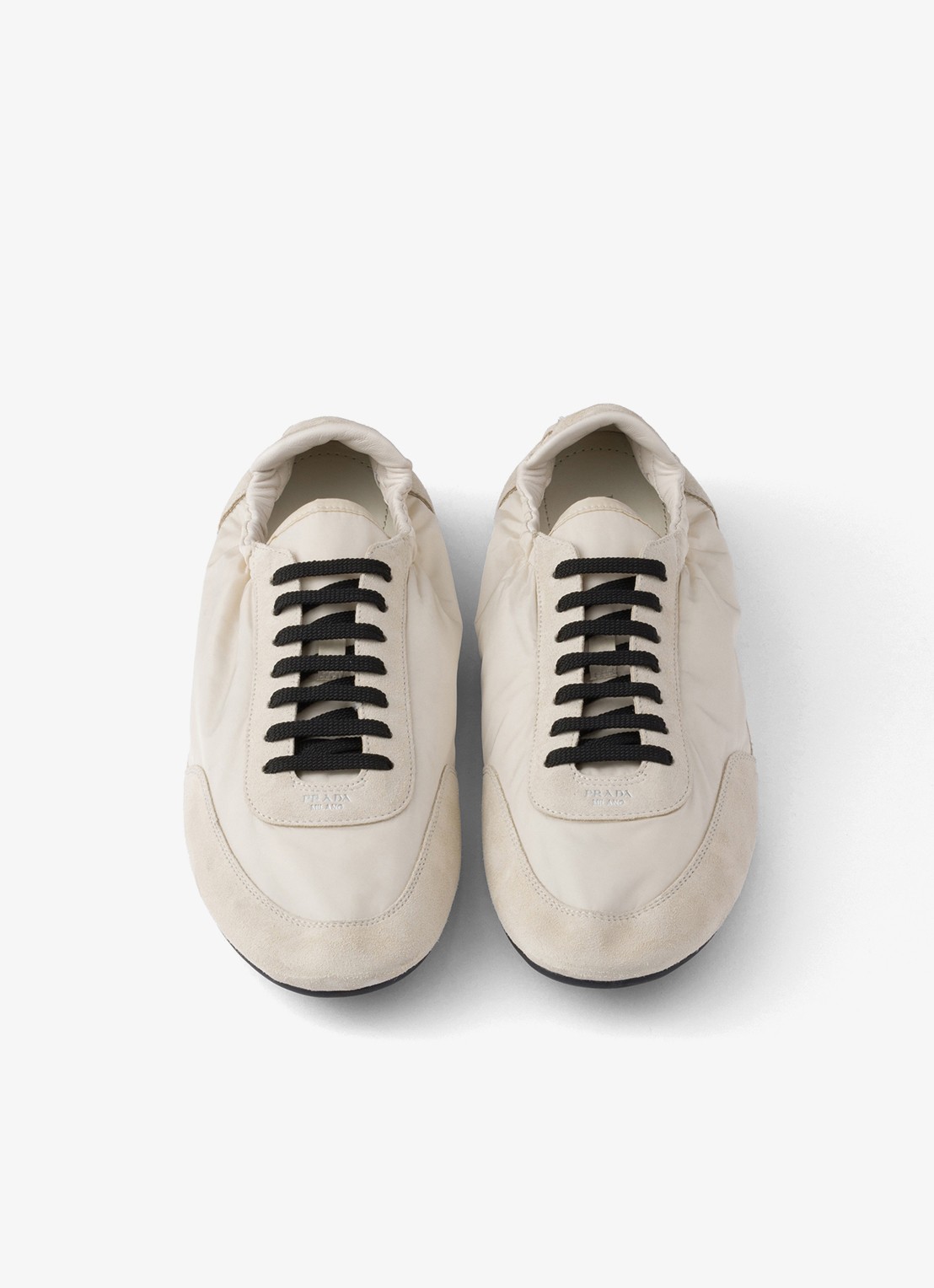 Prada Collapse Re-Nylon sneaker met suède details - detail 2 beige