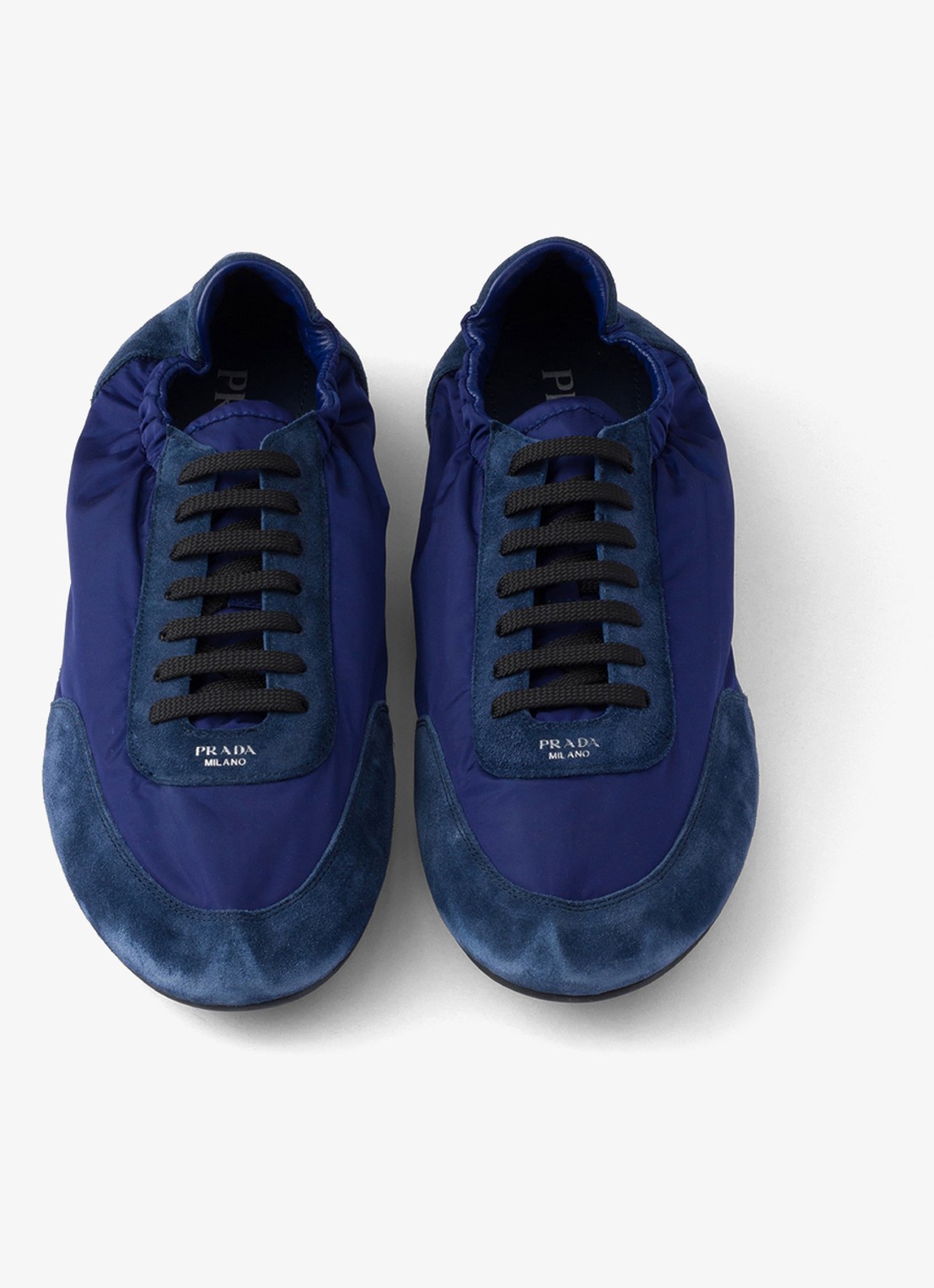 Prada Collapse Re-Nylon sneaker met suède details - detail 2 donkerblauw