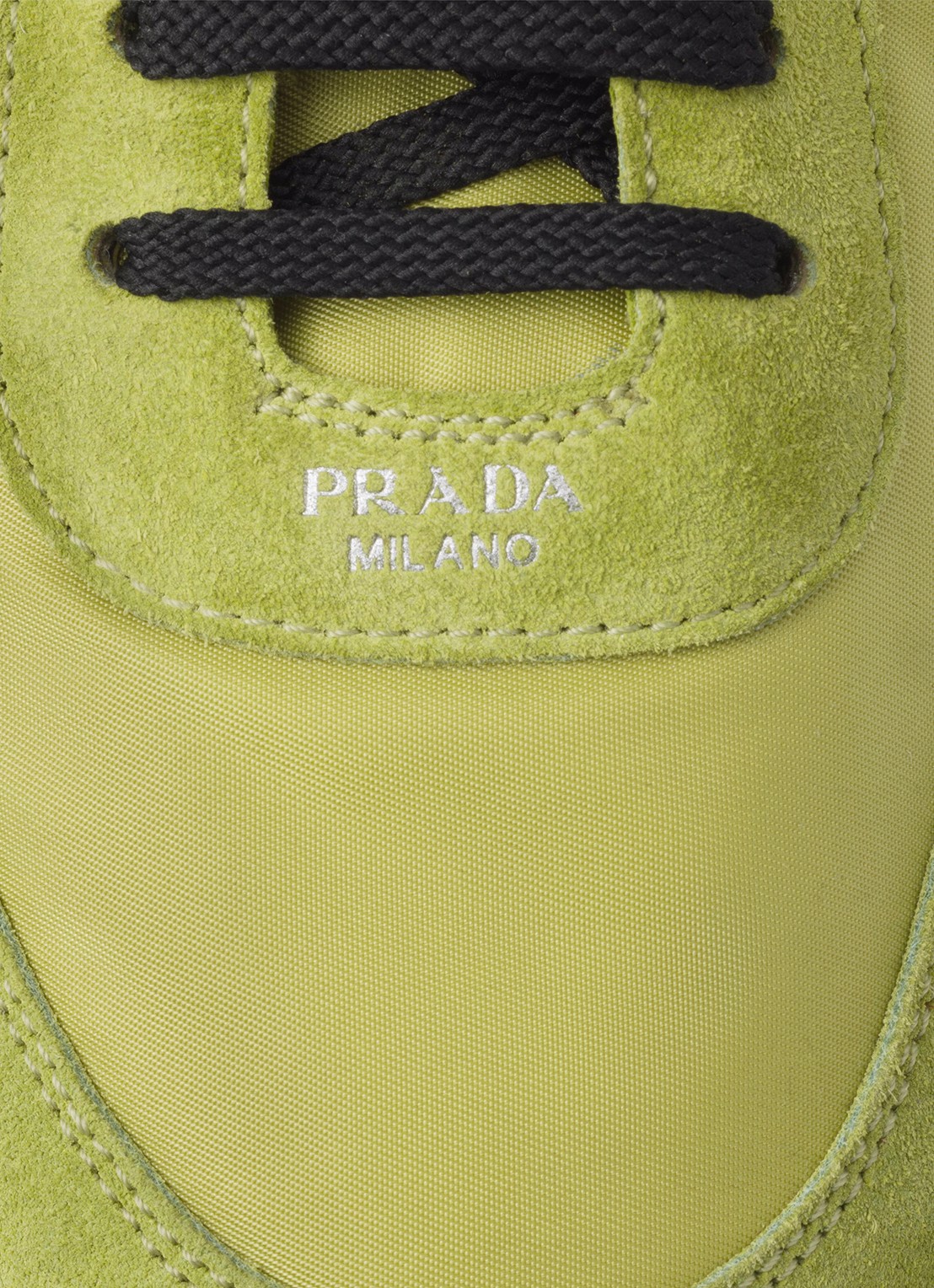 Prada Collapse Re-Nylon sneaker met suède details - detail 2 lime
