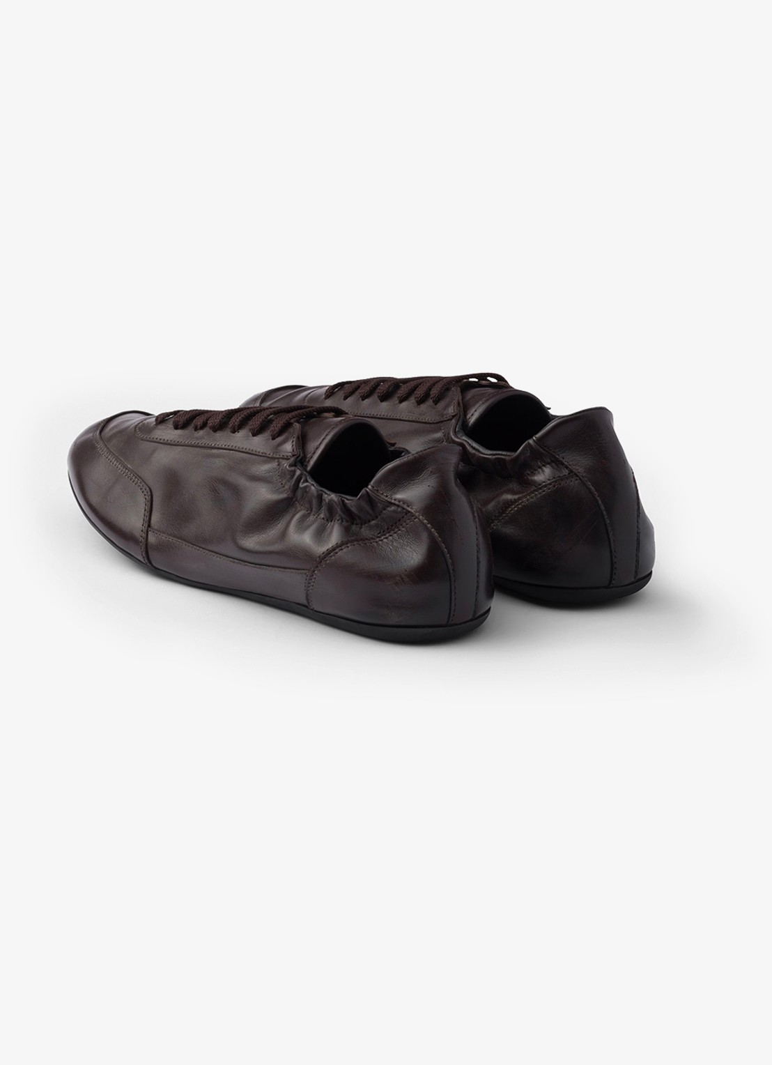 Prada Collapse sneaker van kalfsleer - achterkant 3 donkerbruin