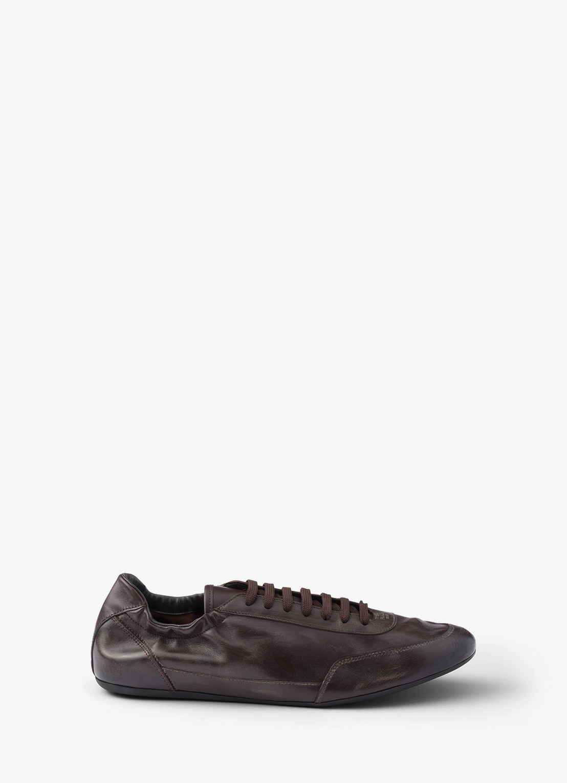 Prada Collapse sneaker van kalfsleer - voorkant 2 donkerbruin