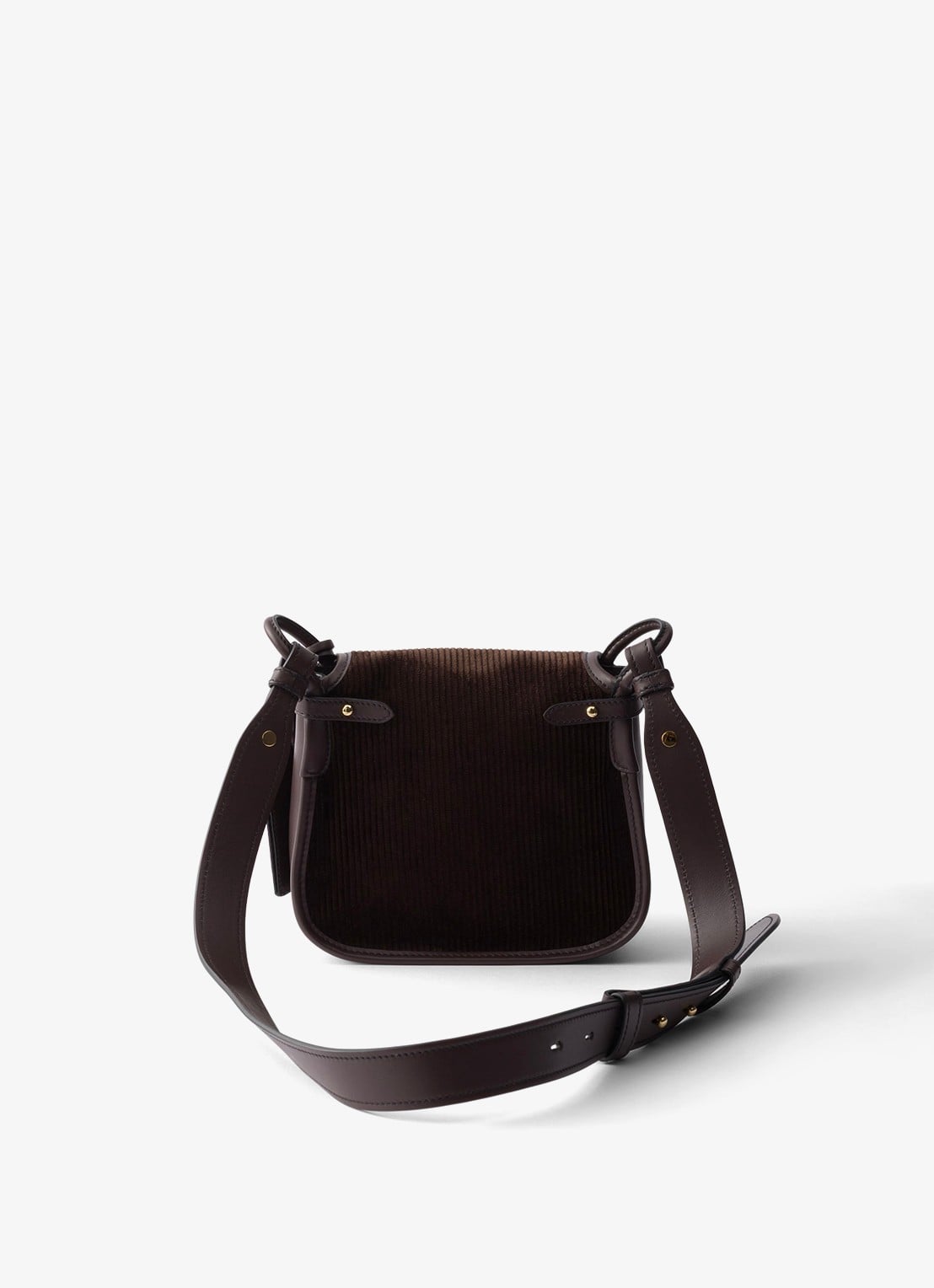 Prada Corsaire Mini schoudertas van corduroy met leren details - achterkant 3 donkerbruin