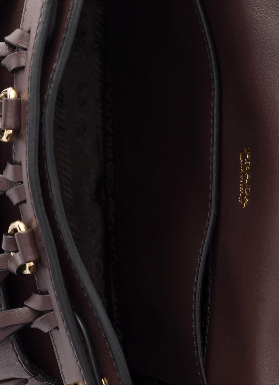 Prada Corsaire Mini schoudertas van corduroy met leren details - detail 6 donkerbruin