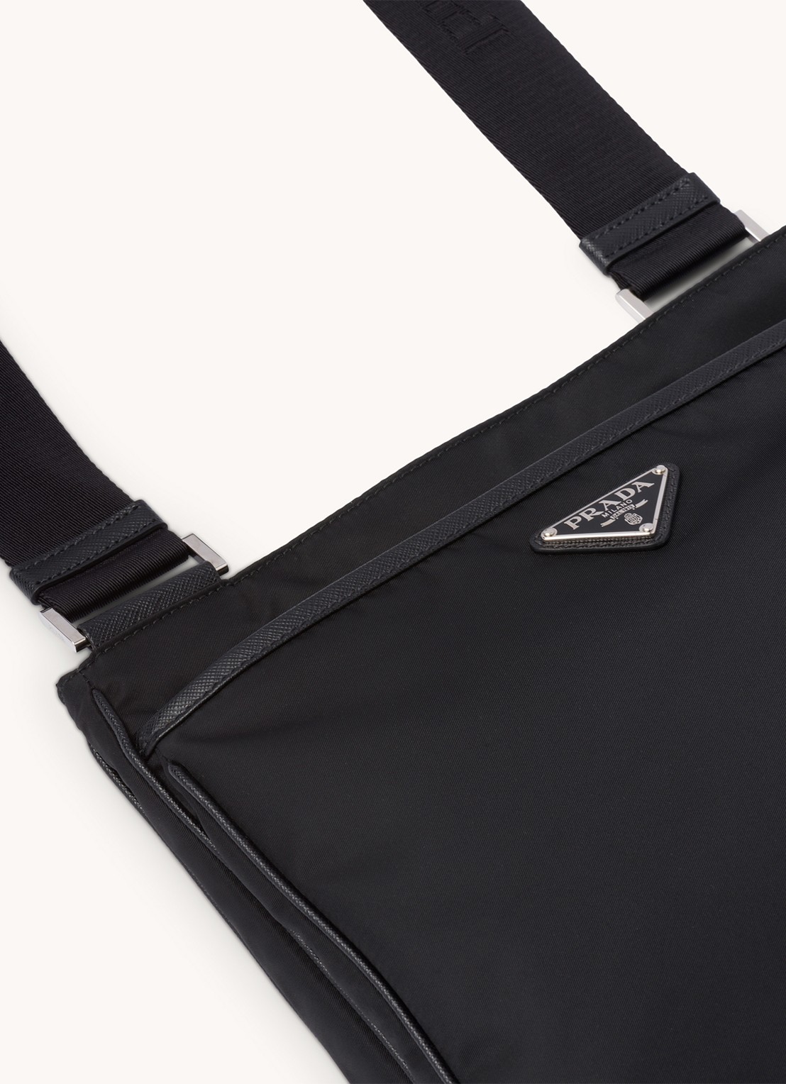 Prada Crossbodytas met leren details - detail 3 zwart