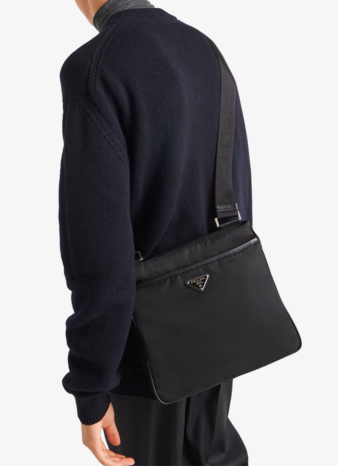 Prada Crossbodytas met leren details - voorkant 7 petrol