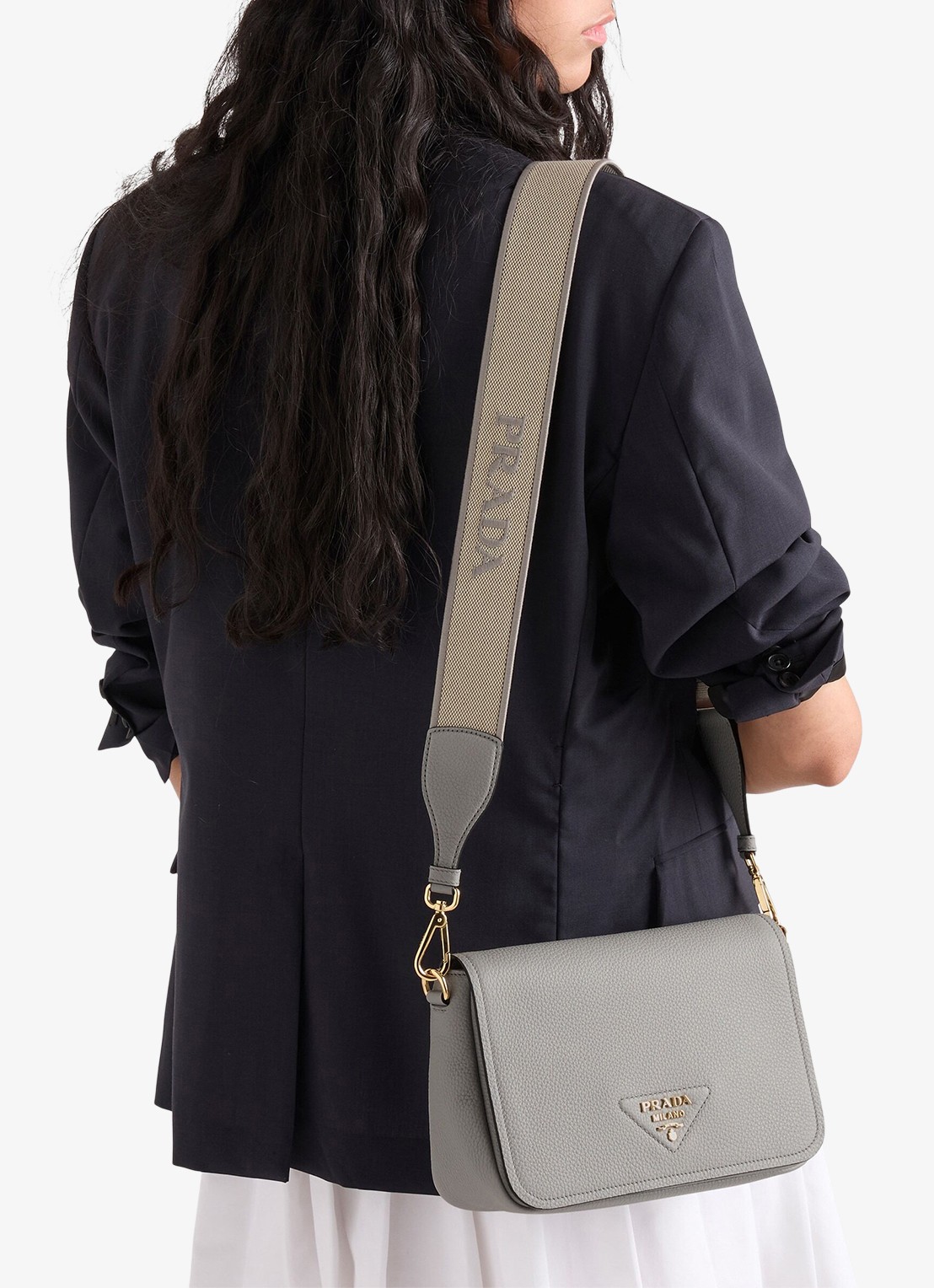 Prada Crossbodytas van kalfsleer - voorkant 2 grijs