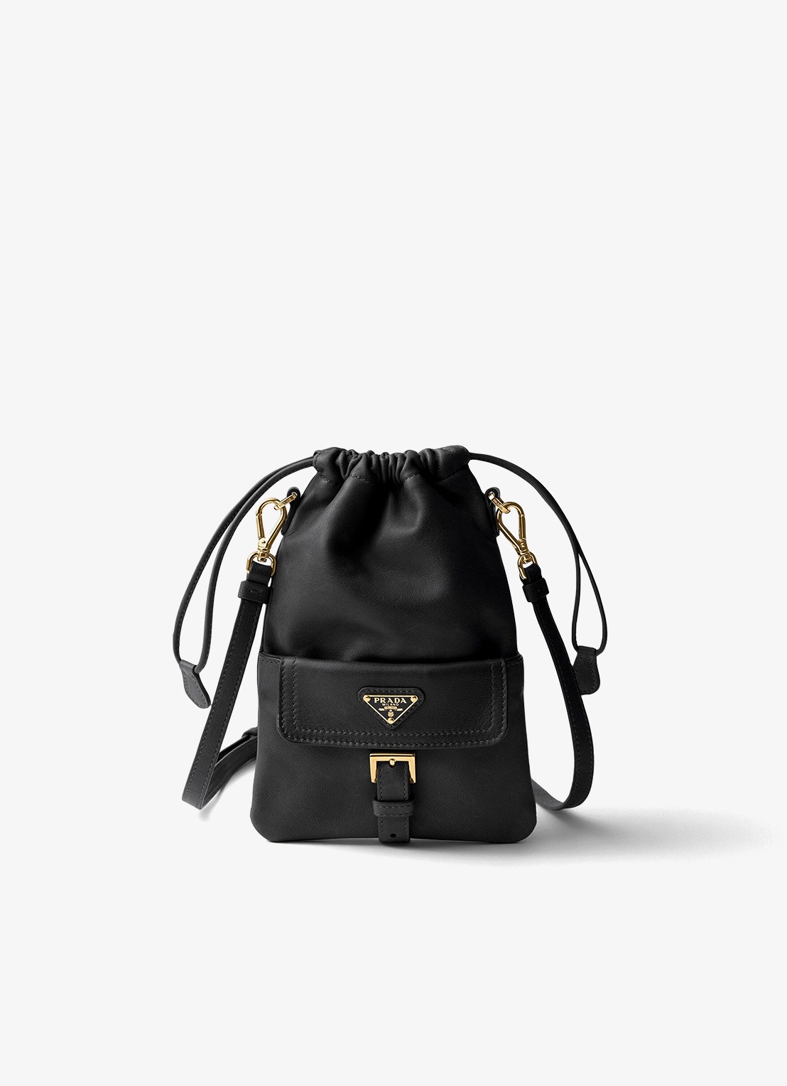 Prada Crossbodytas van lamsleer - voorkant zwart