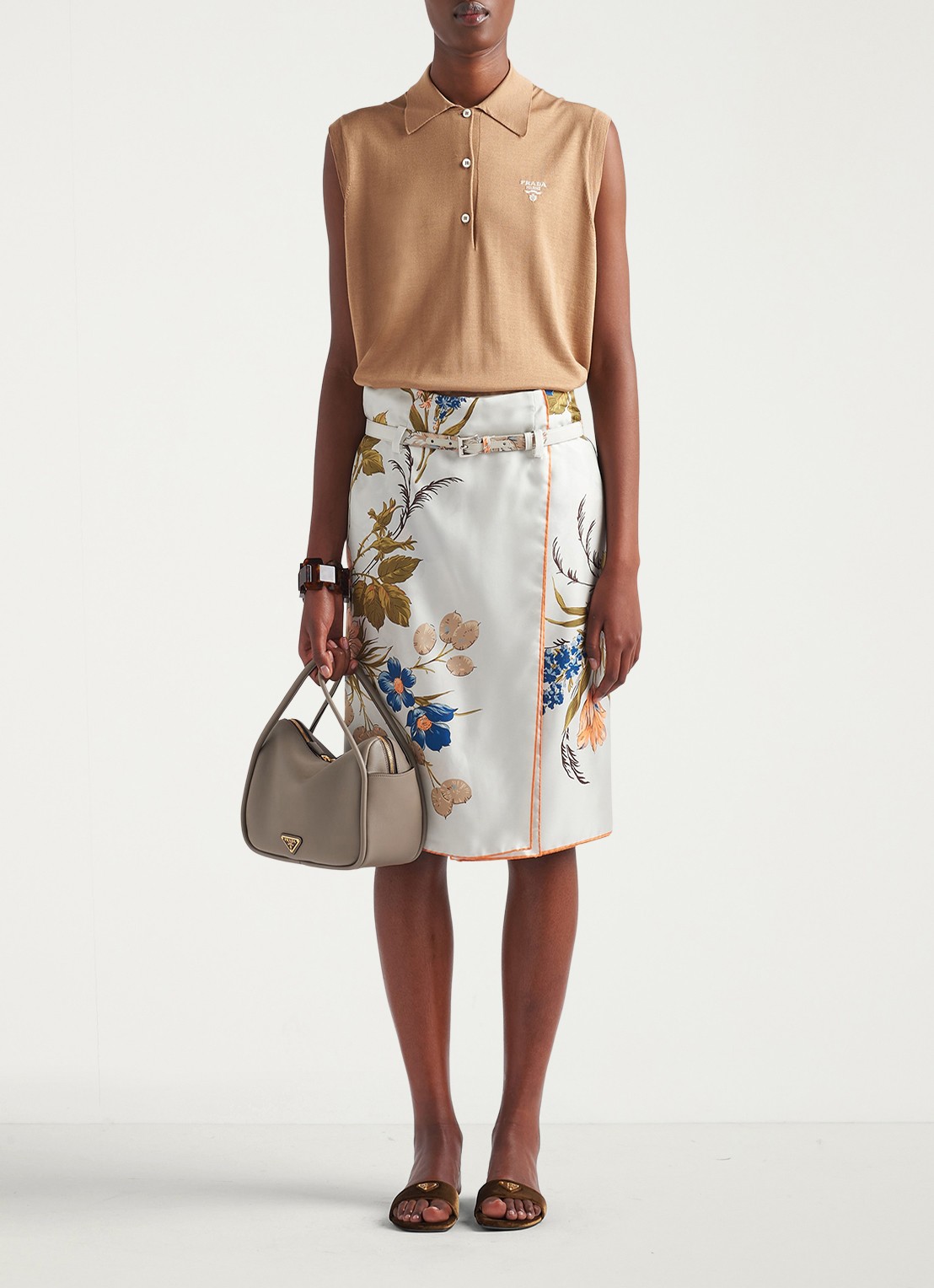 Prada Darling handtas van kalfsleer - voorkant 7 taupe