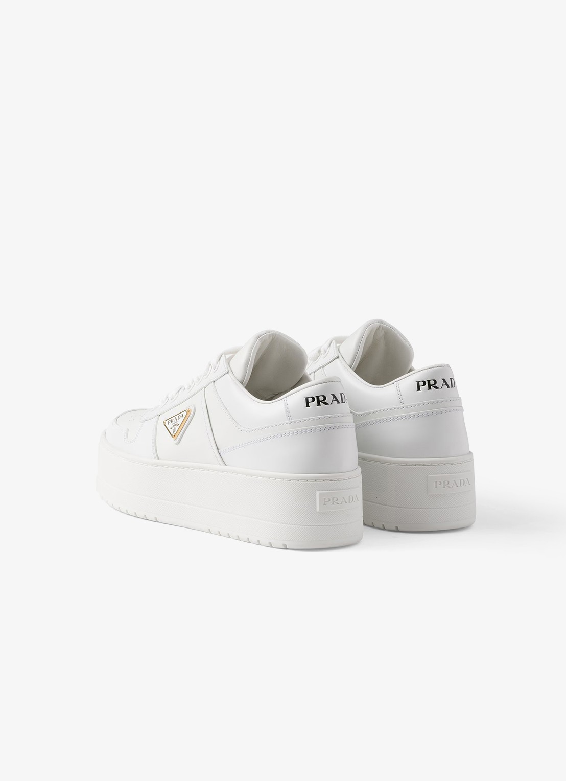 Prada Downtown Bold sneaker van leer met plateauzool - detail 7 wit