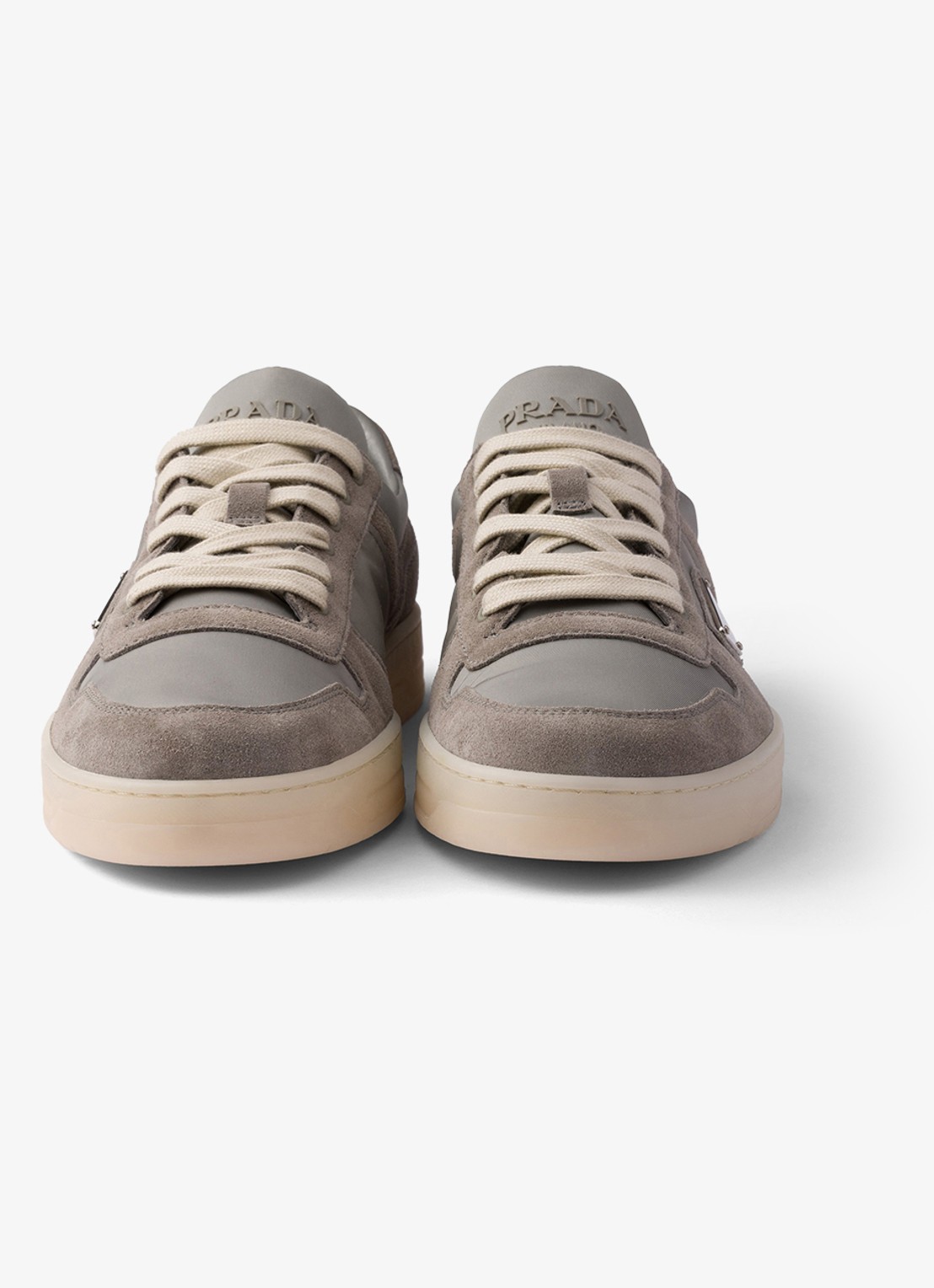 Prada Downtown Re-Nylon sneaker met suède details - detail 2 taupe
