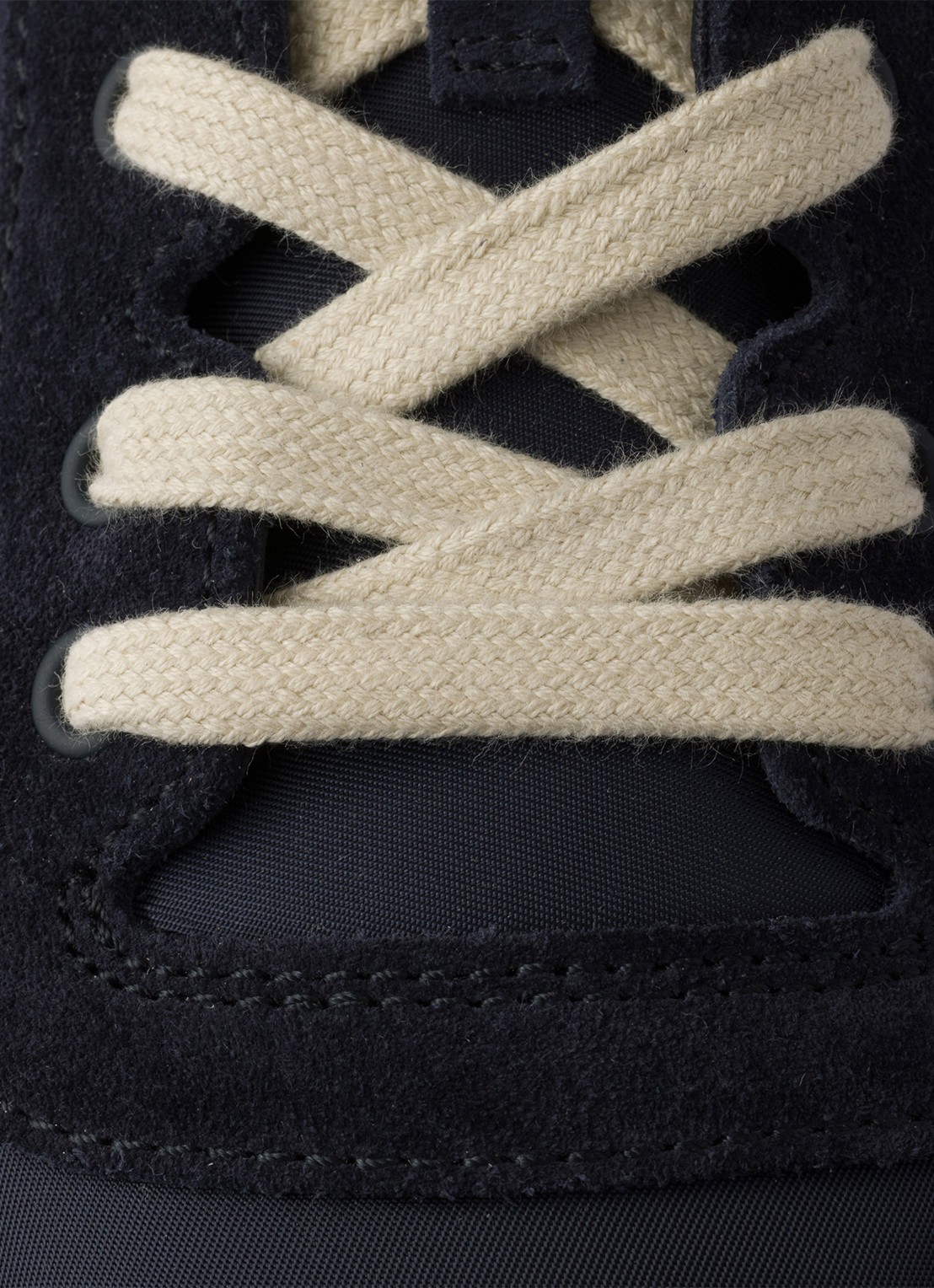 Prada Downtown Re-Nylon sneaker met suède details - detail 5 donkerblauw