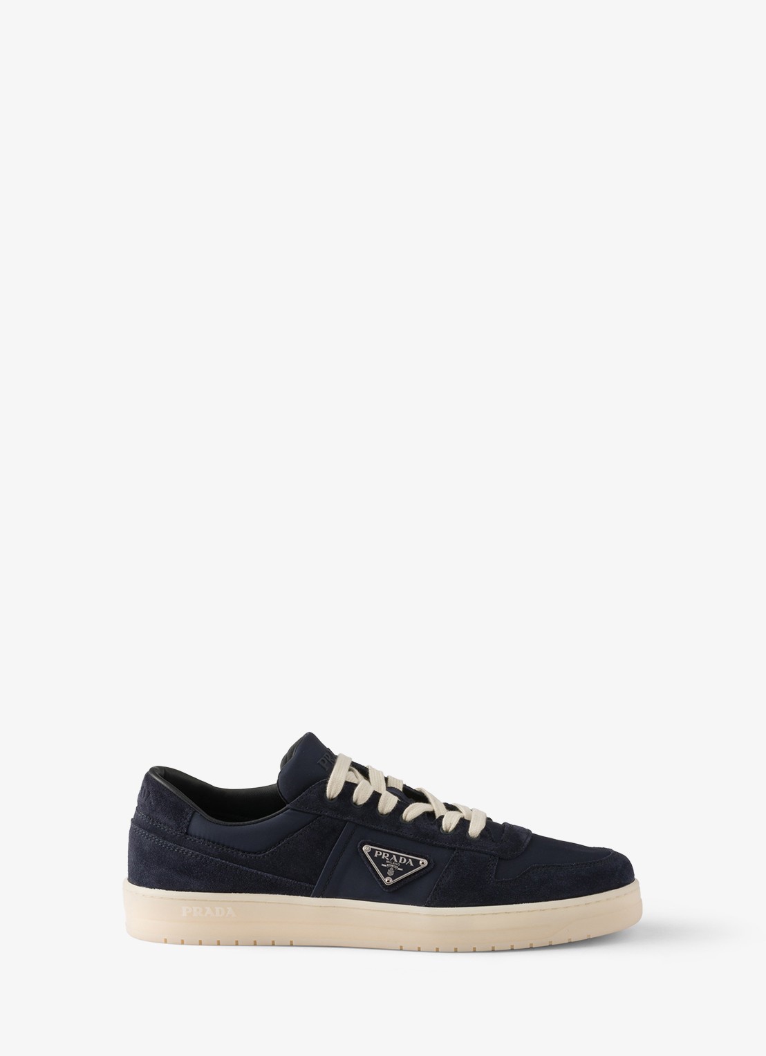 Prada Downtown Re-Nylon sneaker met suède details - voorkant 2 donkerblauw