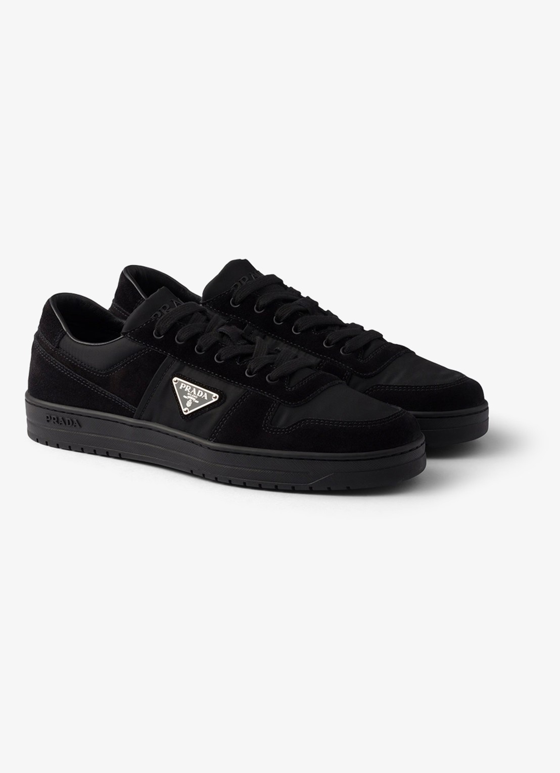 Prada Downtown Re-Nylon sneaker met suède details - detail 4 zwart