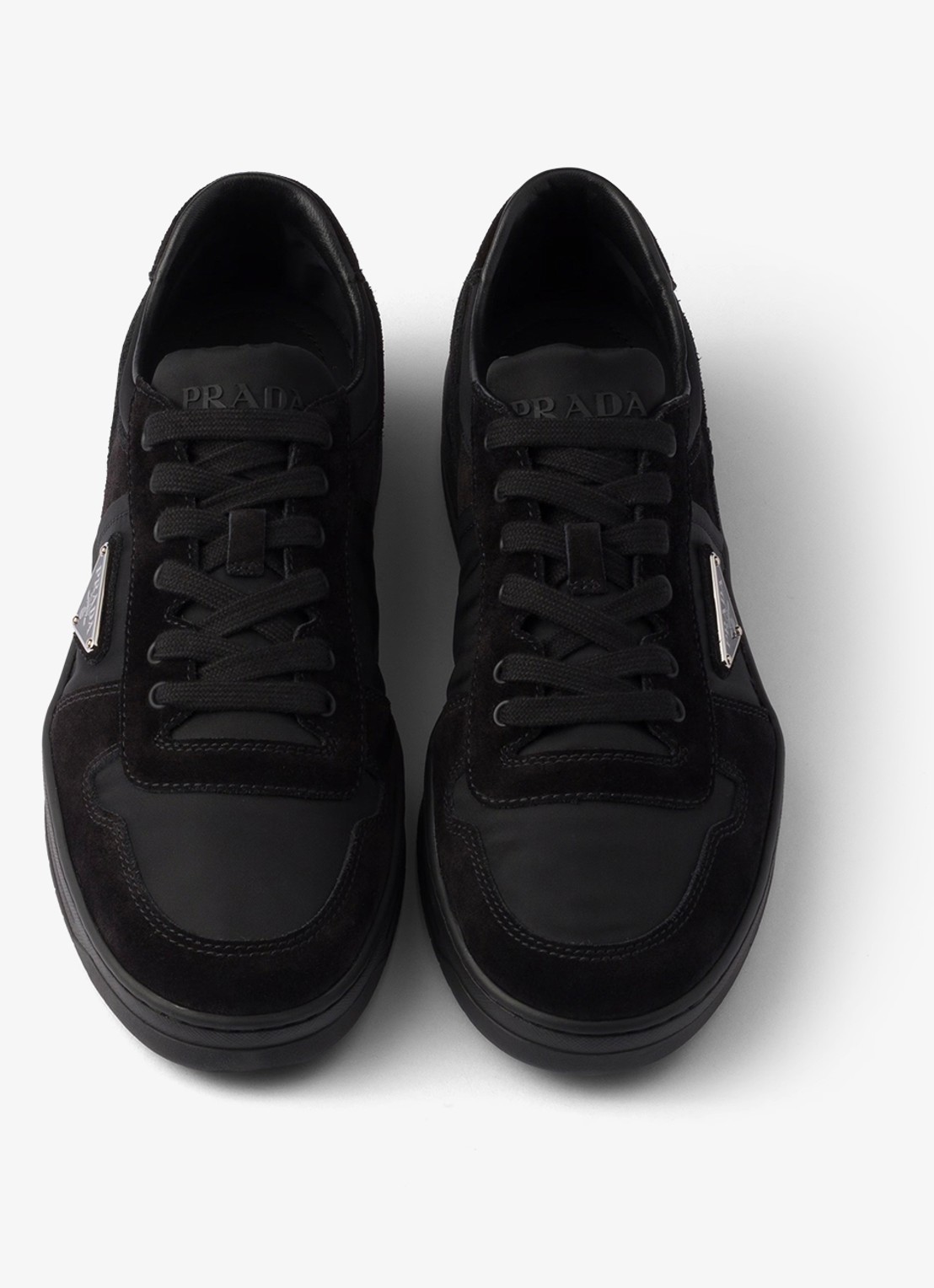 Prada Downtown Re-Nylon sneaker met suède details - detail 5 zwart
