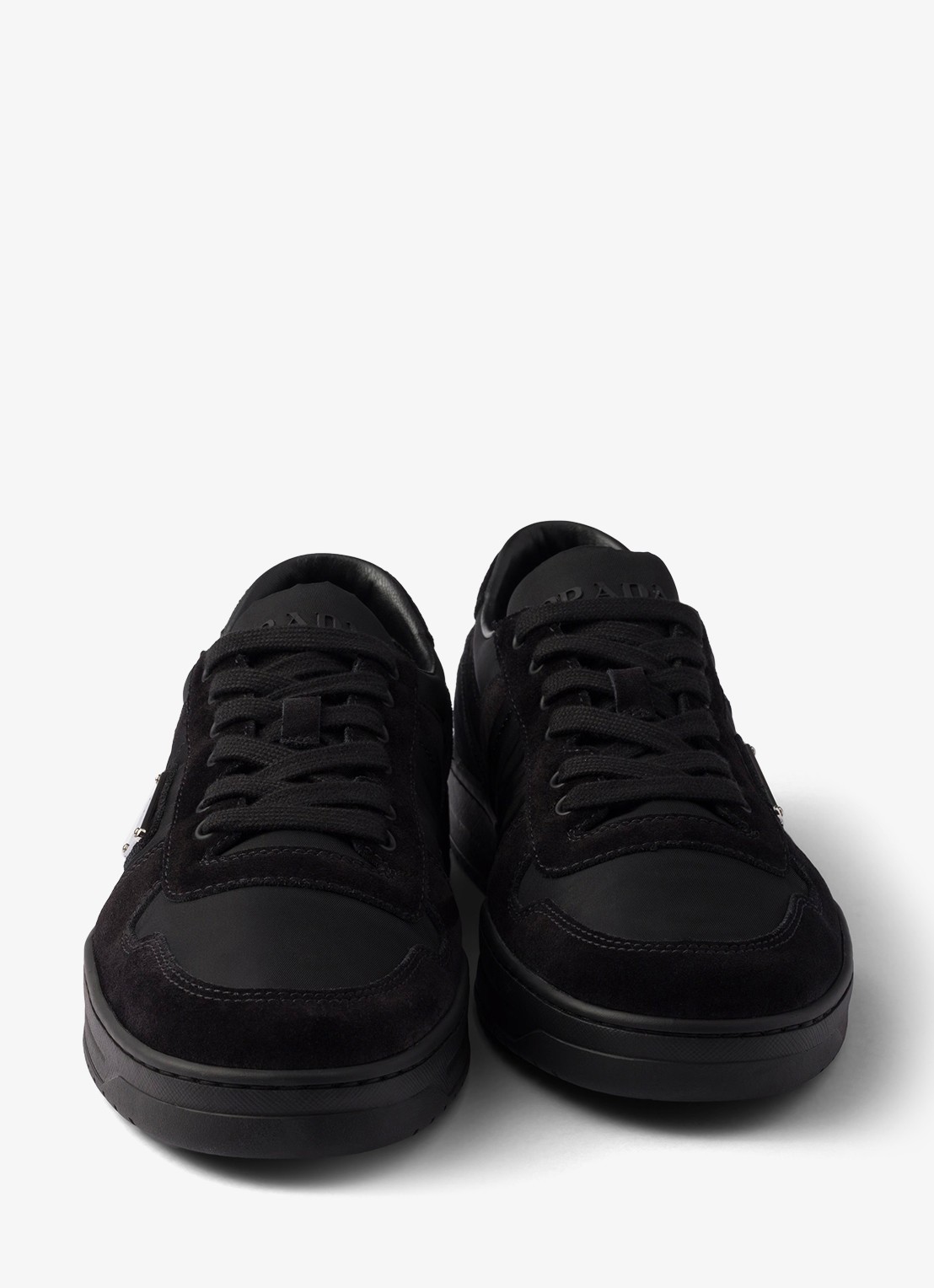 Prada Downtown Re-Nylon sneaker met suède details - detail 6 zwart