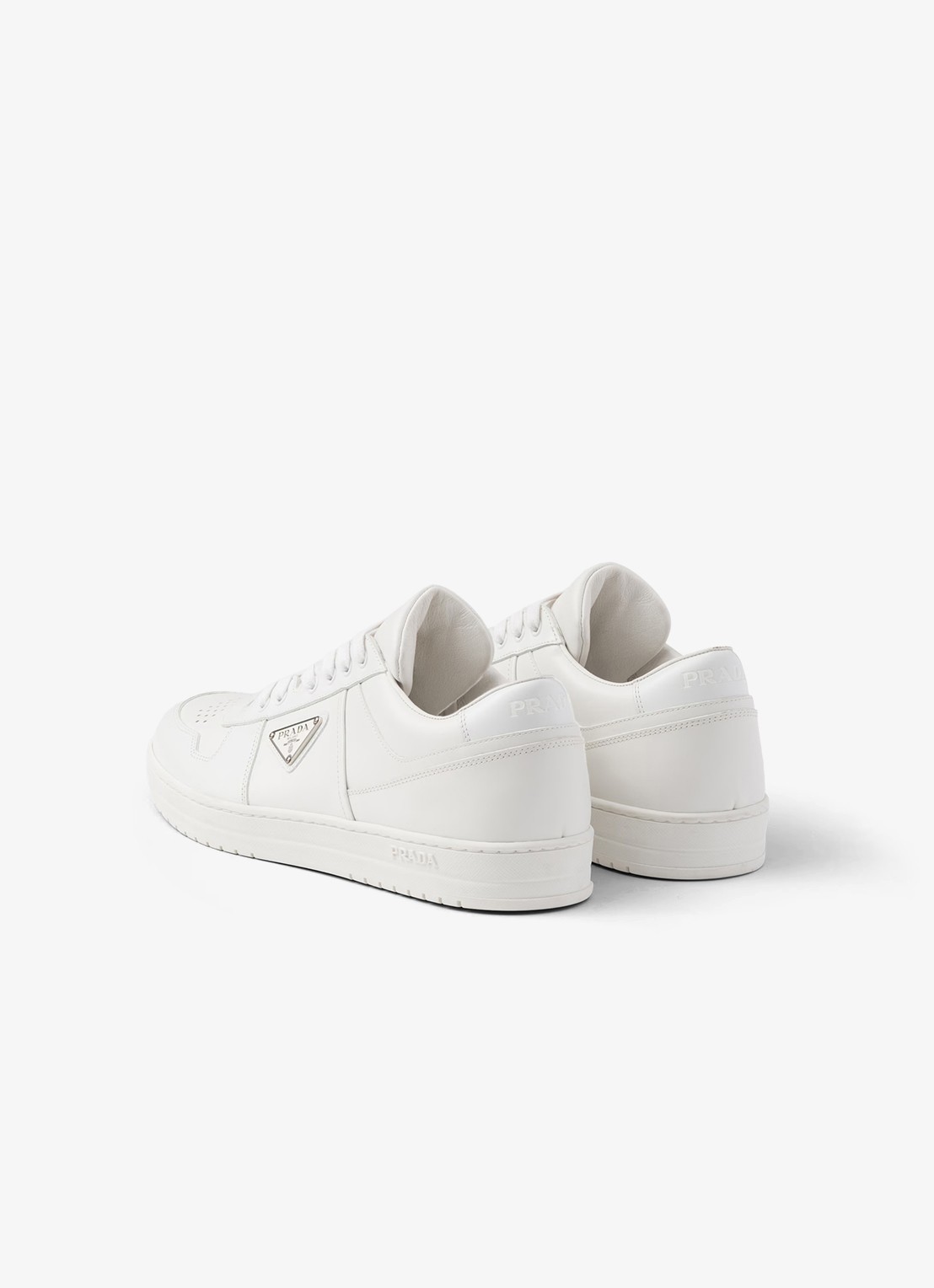 Prada Downtown sneaker van leer met logo - achterkant 6 wit