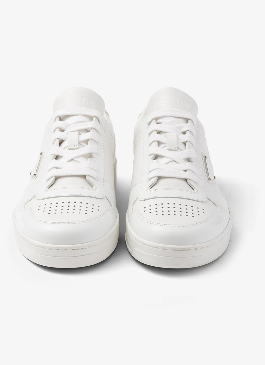 Prada Downtown sneaker van leer met logo - detail 3 wit