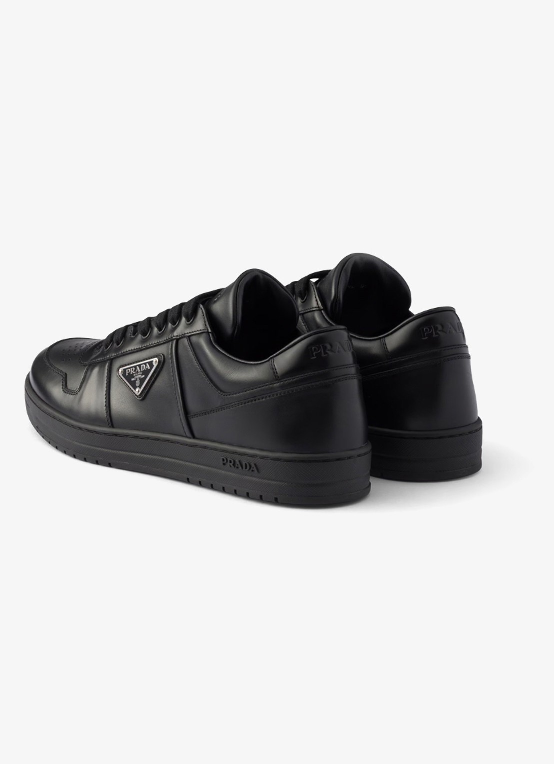 Prada Downtown sneaker van leer met logo - achterkant 6 zwart